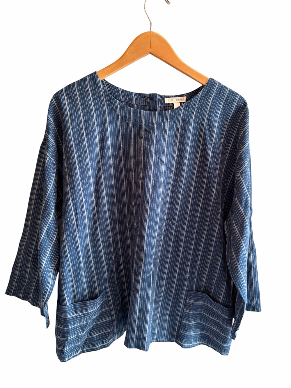 EILEEN FISHER Stripe Boxy Top  Hemp & Organic Cotton - Picture 2 of 5